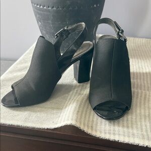 Life Stride Black Peep-Toe Slingback Heels